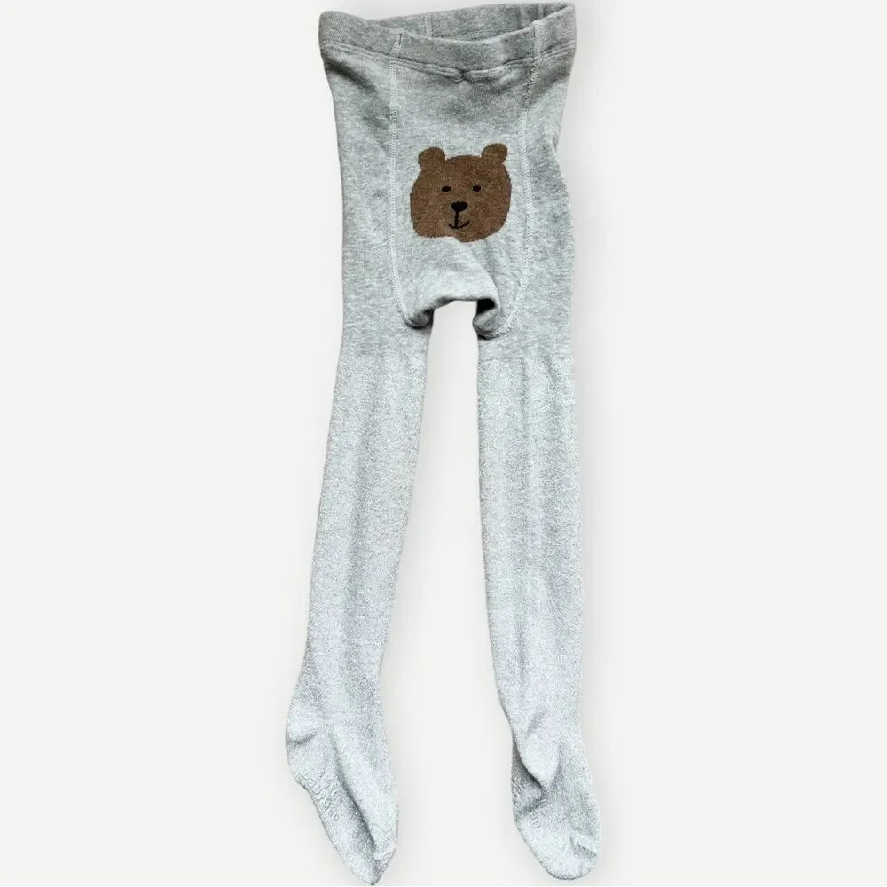 Baby Gap Girls Kids Gray Stretch Knit Brannan Bear Tights. 4-5. 4. 4T. 5. 5T.